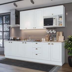 Cozinha Compacta 6 Peças com Tampo Para Cooktop Branco/Calcare