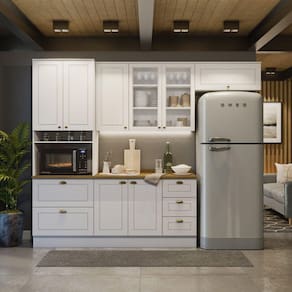 Cozinha Compacta 4 Peças com Torre Quente Emily Branco/Marrom