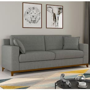 Sofá Slim Living Vintage 3 Lugares 220cm em Linho Arte Cúbica Estofados Cinza