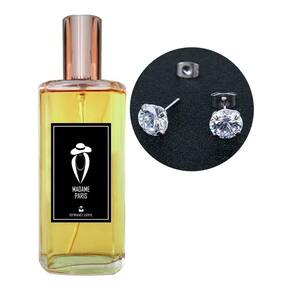 Perfume Feminino Madame Paris + Brinco Prata Ponto Luz 6Mm