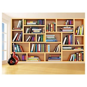 Papel De Parede 3D Estante De Livros Fundo Vídeo 3,5M Est08
