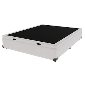Cama Box com Baú Casal Branco de Madeira 138cm KazaMix