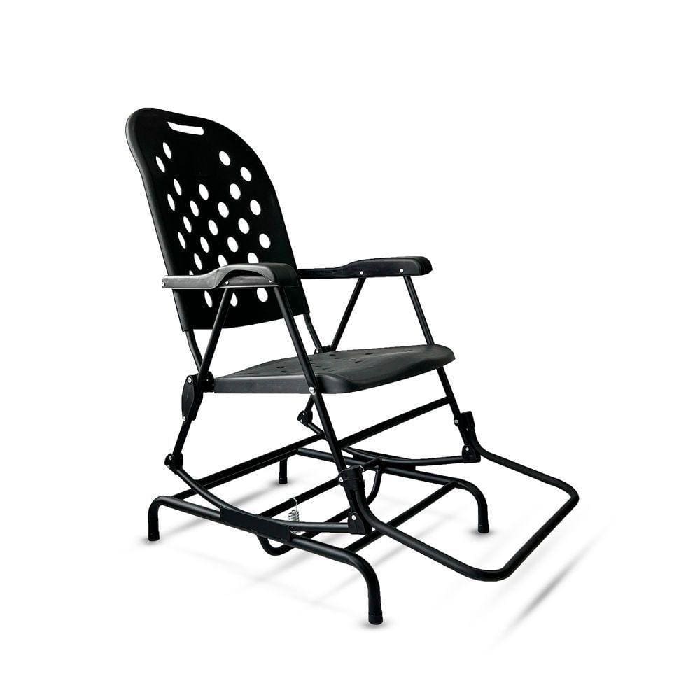 Cadeira De Balanço Dobrável Aço Carbono Reforçado Com Descanso De Pé - Preto
