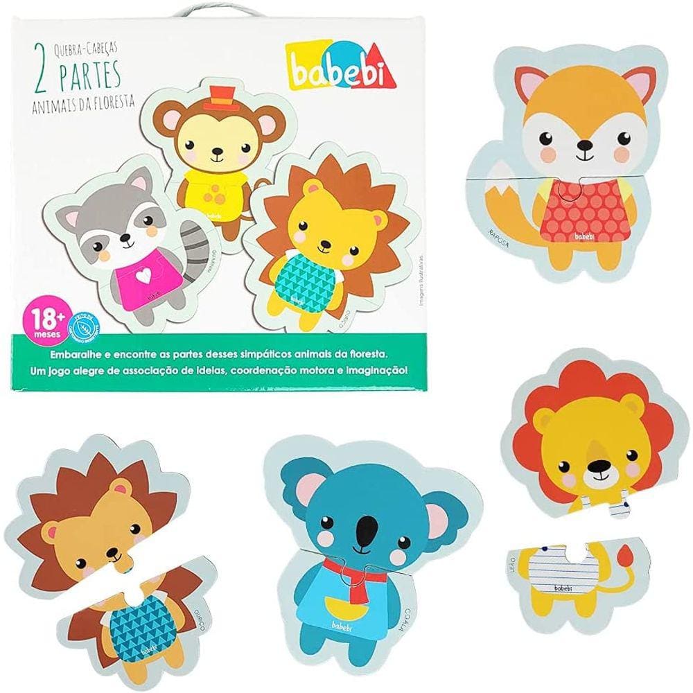 Quebra Cabeça 2 Partes Animais da Floresta