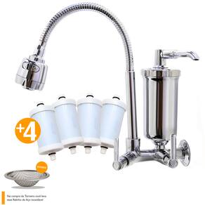 Torneira Com Filtro Cozinha Parede Gourmet + 04 Refil Extra