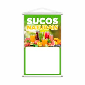 Banner Sucos Naturais Frutas Colorido Fundo Branco 60x40cm