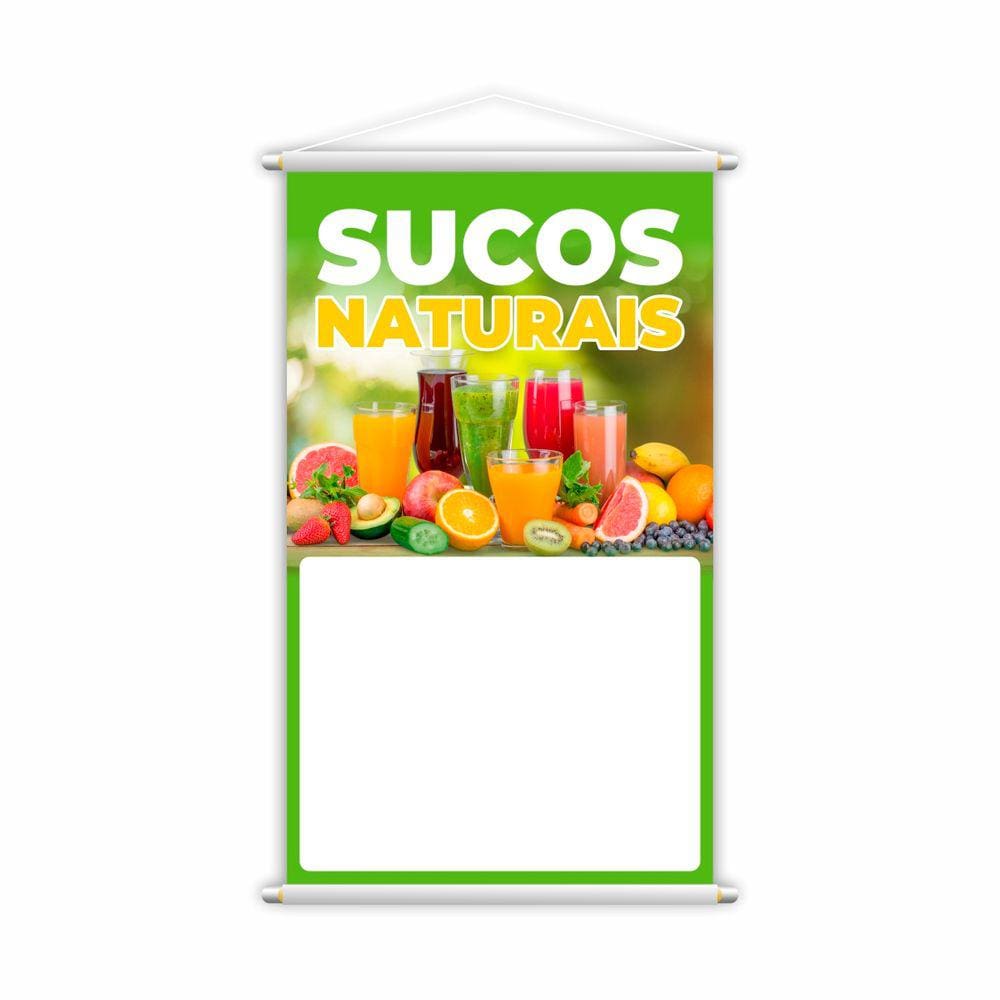 Banner Sucos Naturais Frutas Colorido Fundo Branco 80x50cm