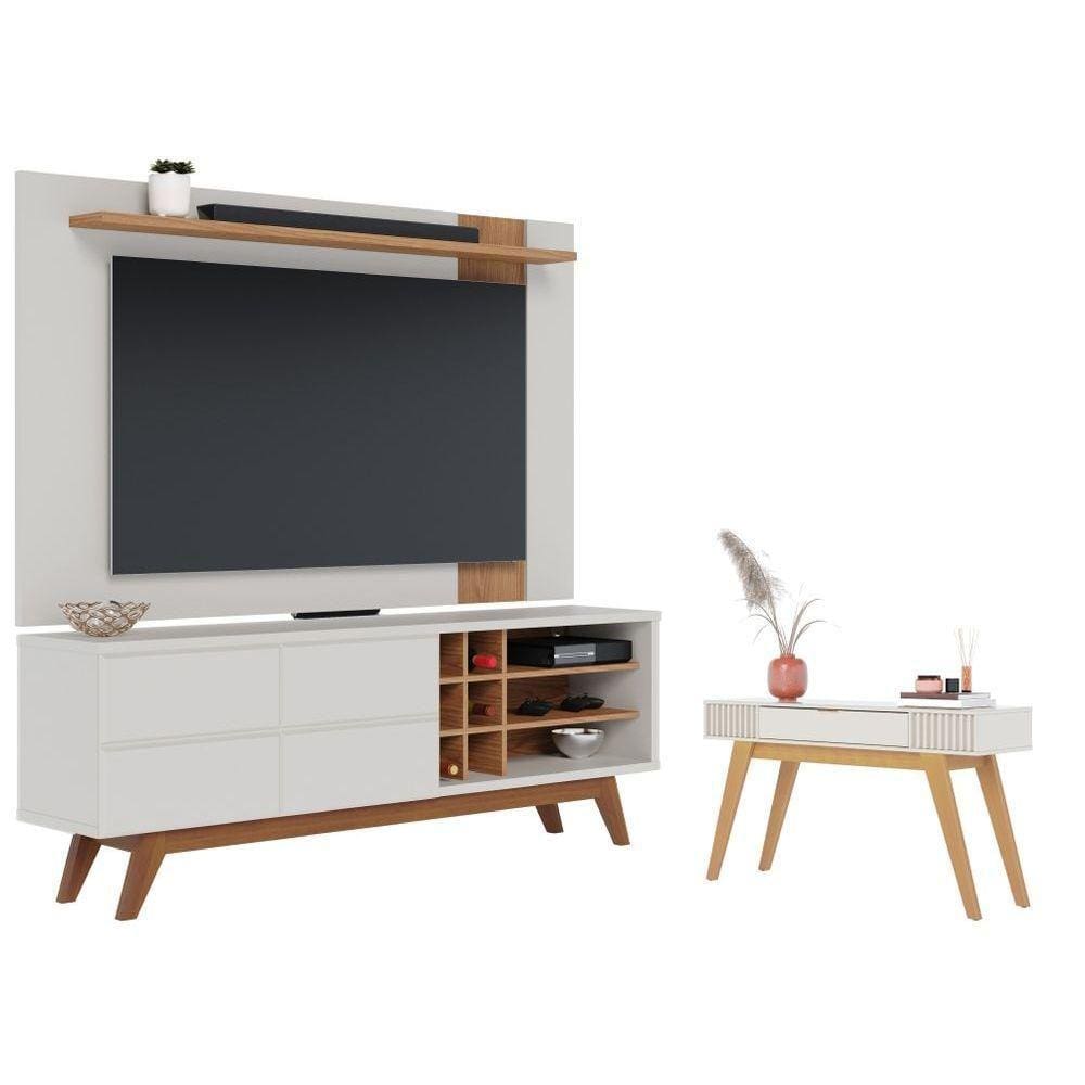 Conjunto Home Para Tv E Aparador Diana Off-white Freijo