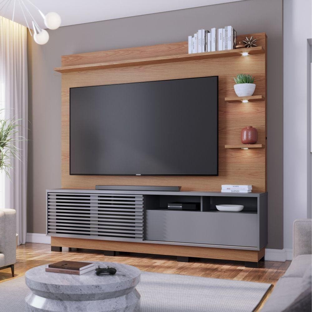 Home Para Tv Ate 70 Polegadas Barton Freijo Cinza Fosco