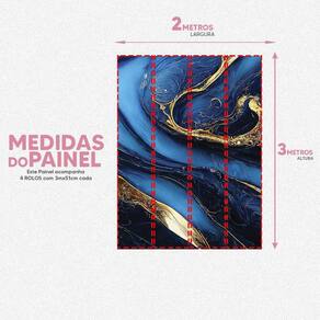 Papel De Parede Painel 3D Mármore Azul Com Dourado 2M