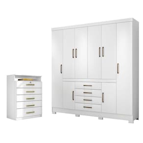 Conjunto Quarto Guarda Roupa E Comoda Trieste Branco