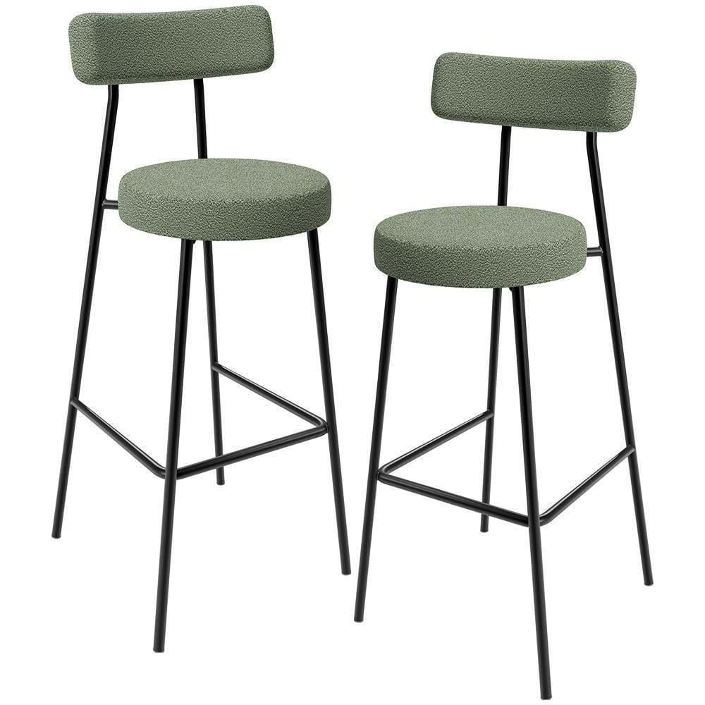 Kit 02 Banquetas Alta Bar Cozinha Sala De Jantar Estrutura Em Aço Milão L02 Bouclê Oliva