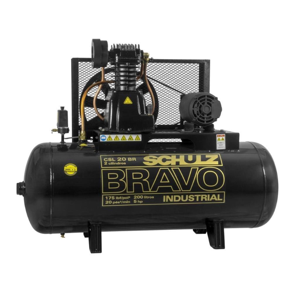 Compressor de Ar Schulz CSL20 BRAVO200 20PCM 183LT Trifásico