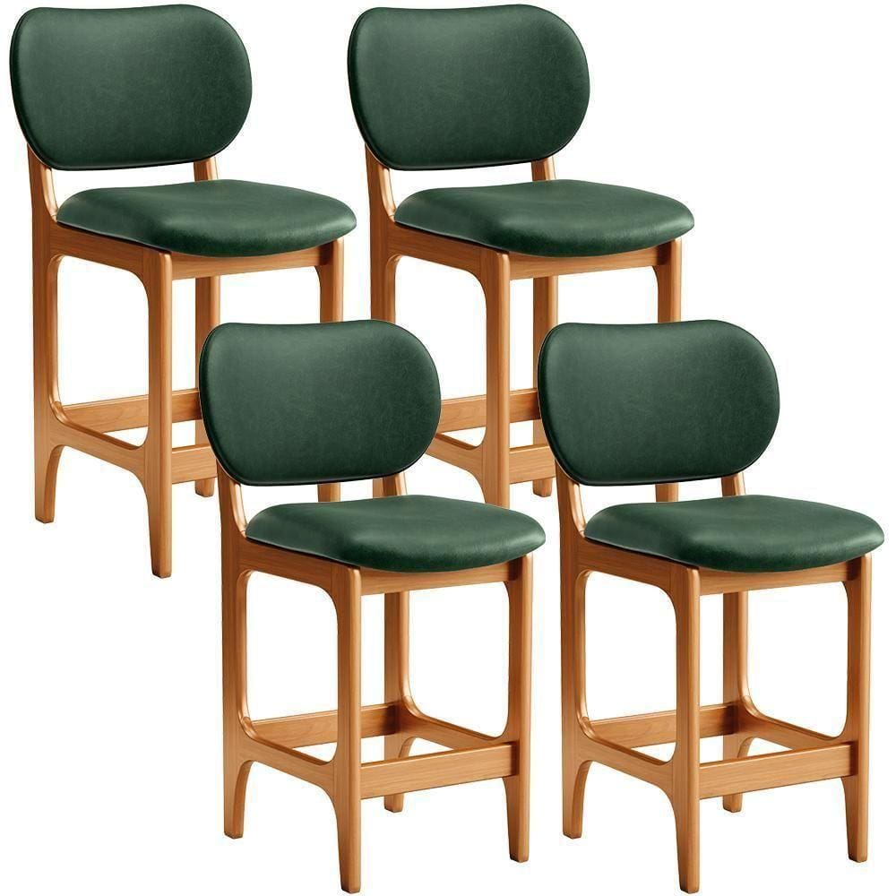 Kit 04 Banquetas Baixa Bar Cozinha E Sala De Jantar Fixa Betta L02 Imbuia Facto Verde Musgo