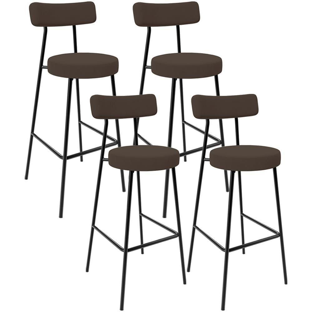 Kit 04 Banquetas Baixa Bar Cozinha Sala De Jantar Estrutura Em Aço Milão L02 Suede Marrom