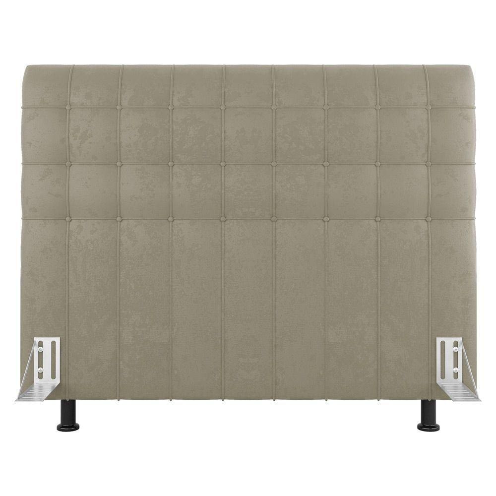 Cabeceira Cama Box Casal Queen Size Dahlia 160Cm Com Frame Suede Bege - Abmaza