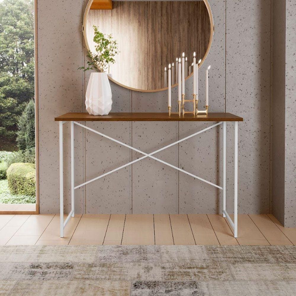 Aparador Estilo Industrial 90 Cm Miami Klm Móveis Imbuia/ Branco