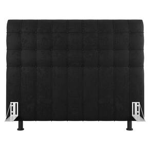 Cabeceira Cama Box Casal King Size Dahlia 195Cm Com Frame Suede Preto - Abmaza