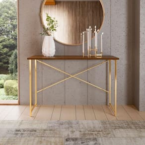 Aparador Estilo Industrial 90 Cm Miami Klm Móveis Imbuia/dourado