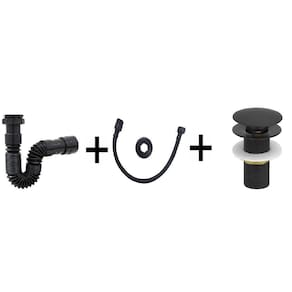 Kit Preto/Black Válvula Click + Sifão + Engate Flexível