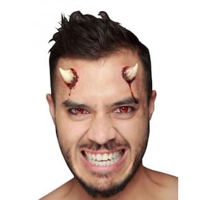 Par De Chifre Falso De Látex Realista+ Látex + Sangue Falso