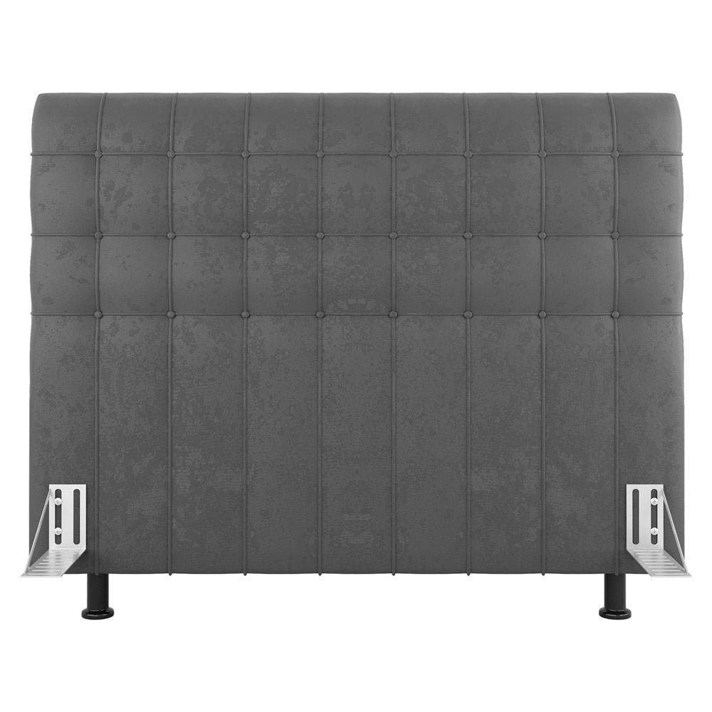 Cabeceira Cama Box Solteiro Dahlia 90Cm Com Frame Suede Cinza Claro - Abmaza