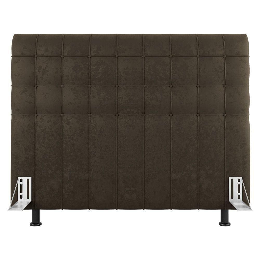 Cabeceira Cama Box Casal Queen Size Dahlia 160Cm Com Frame Suede Marrom - Abmaza