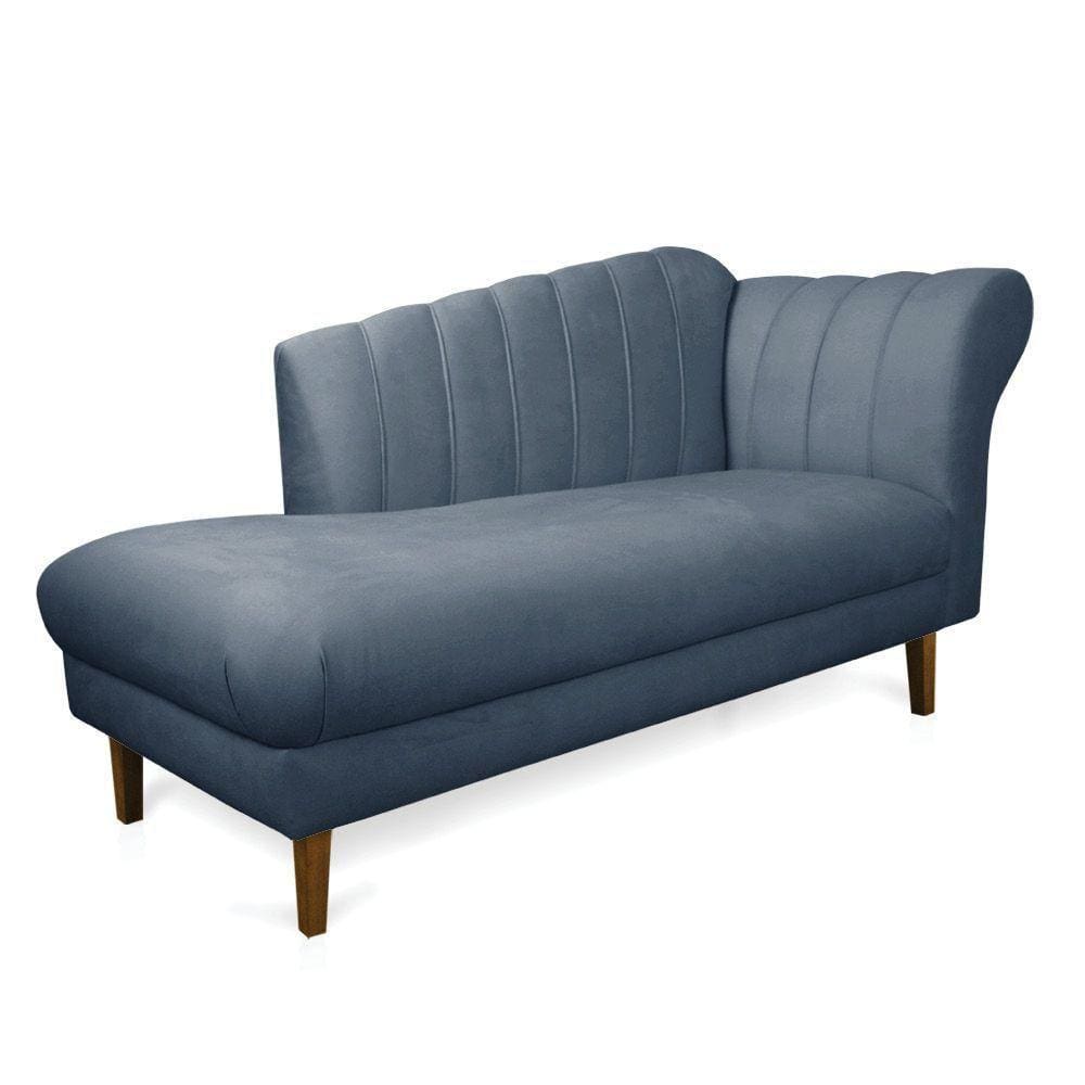 Divã Recife Suede 165 Cm Pés Chanfrado Castanho - D`rossi Cor Azul Marinho