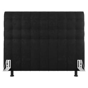 Cabeceira Cama Box Solteiro Dahlia 90Cm Com Frame Sintético Preto - Abmaza