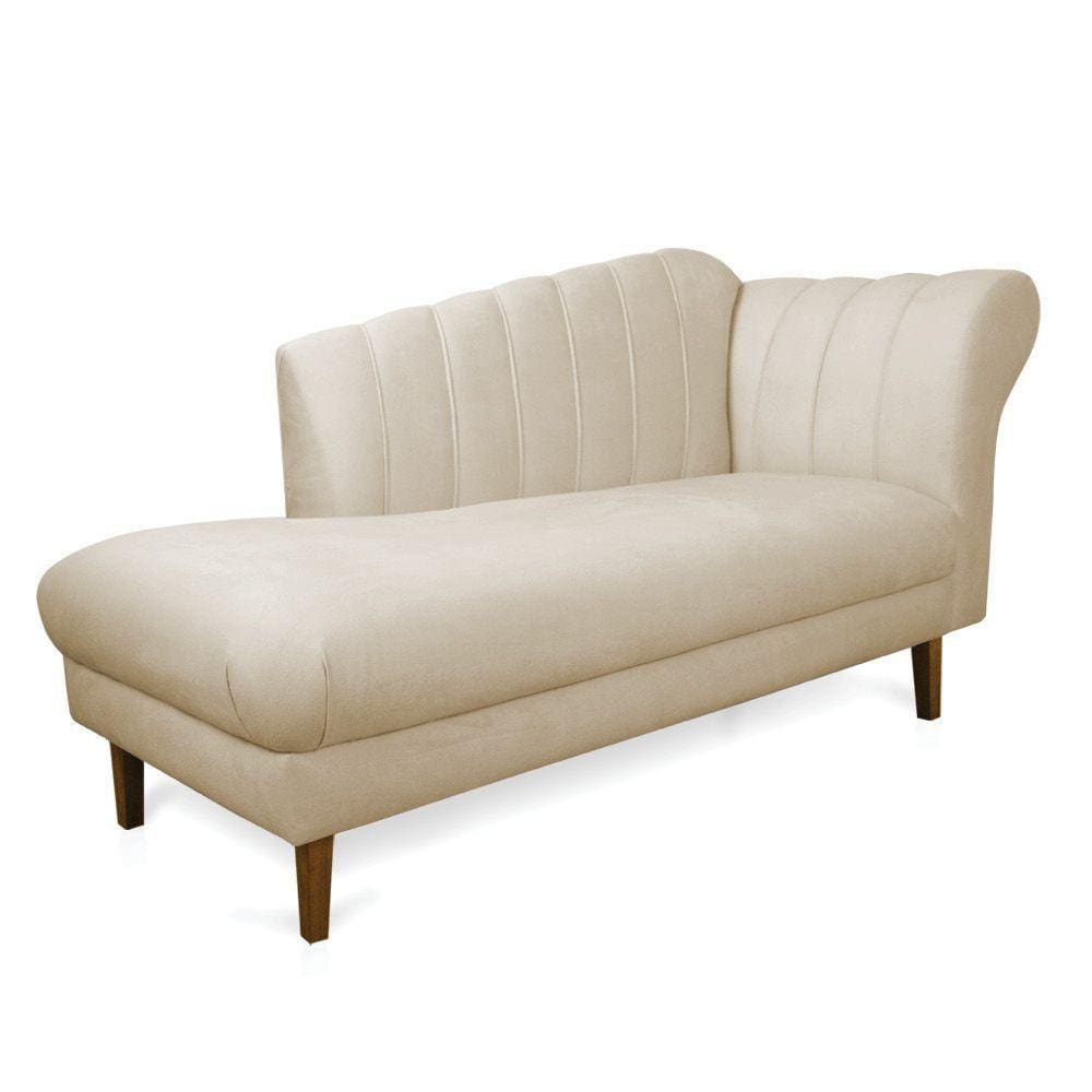 Divã Recife Suede Bege 165 Cm Pés Chanfrado Castanho - D`rossi