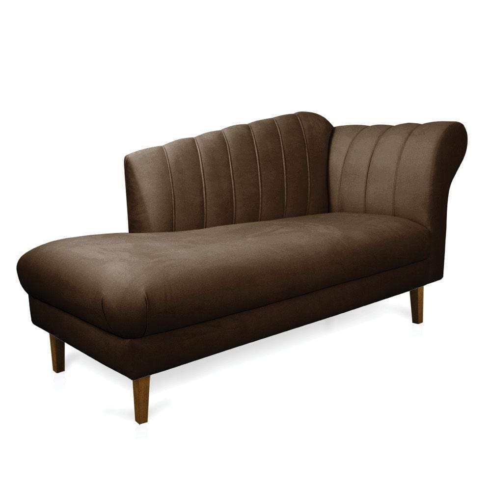 Divã Recife Suede Marrom 165 Cm Pés Chanfrado Castanho - D`rossi