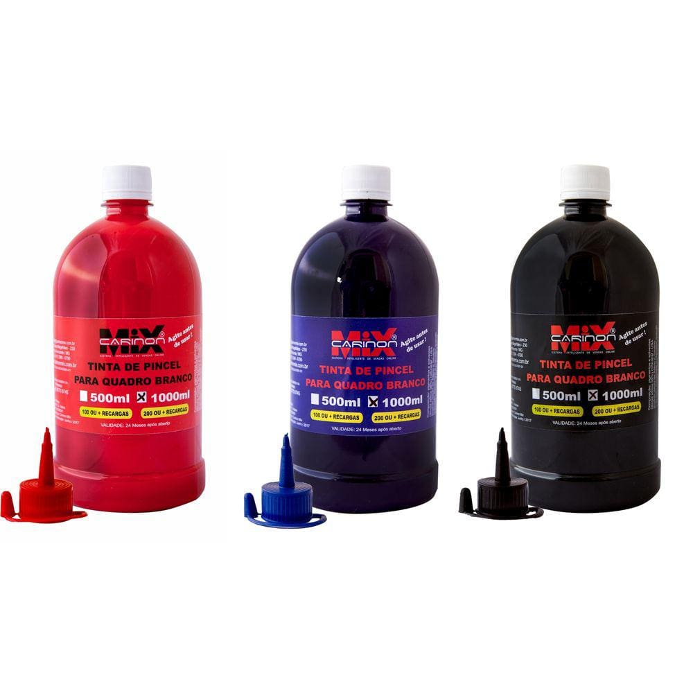 Kit 3 tintas de marcador p quadro branco azul preto vermelho