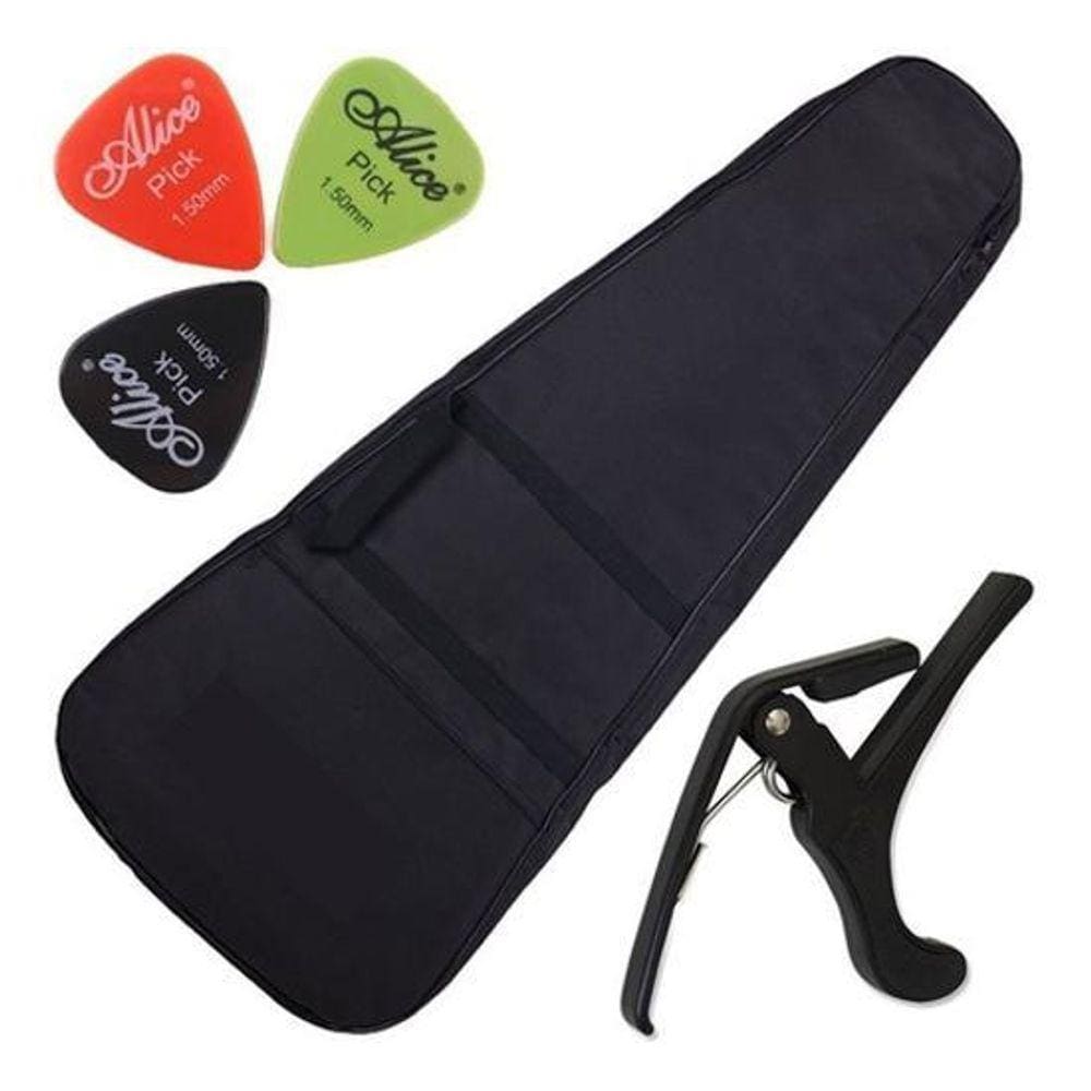 Kit Acessórios Para Violão Folk Com Capotraste + Palhetas
