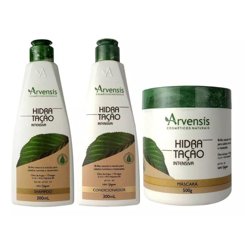 Kit Arvensis Hidratação Shampoo Condicionador Mascara 500G