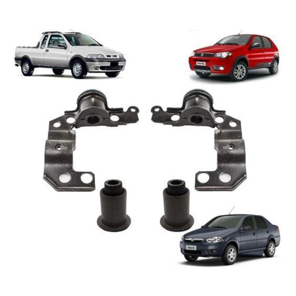 Kit 4 Bucha Bandeja Balança Strada Palio Siena 2001 A 2005