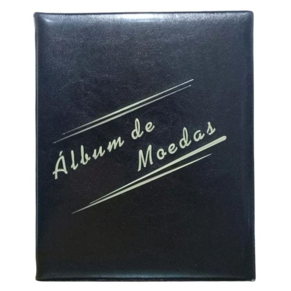 Álbum Acolchoado Pequeno Preto 2 Argolas Para 120 Moedas