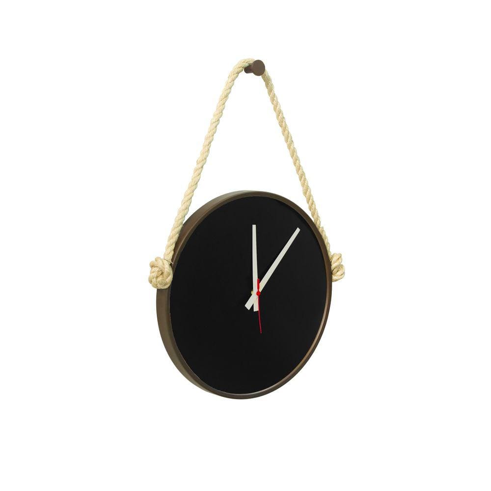 Relógio Adnet  Marrom Alça Corda Sisal Natural Mostrador Preto 30 cm