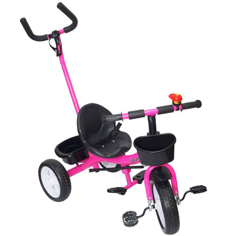 Triciclo Motoca Infantil Passeio com Empurrador Pedal Capota - Sua