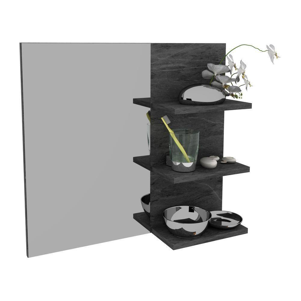 Espelheira Para Banheiro 60Cm Multimóveis Vcr10088 Mármore Lunar Mármore Lunar