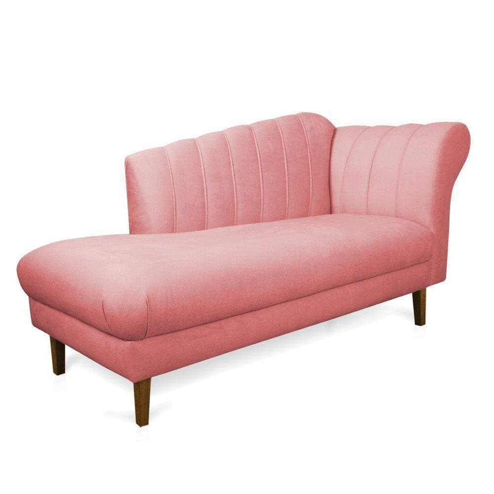 Divã Recife Suede Rosê 165 Cm Pés Chanfrado Castanho - D`rossi