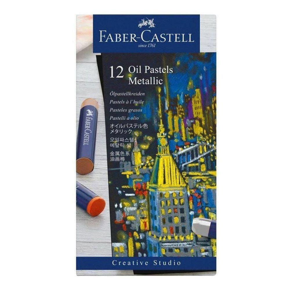 Giz Pastel Oleoso Faber Castell 12 Cores Metálicas