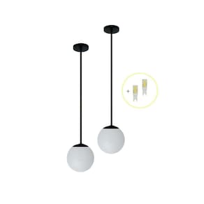 Kit 2 Pendente Preto Bancada Cozinha Cabeceira De Cama + Led