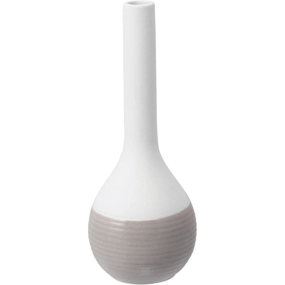 Garrafa Decorativa 20X8X8Cm Cerâmica Cinza