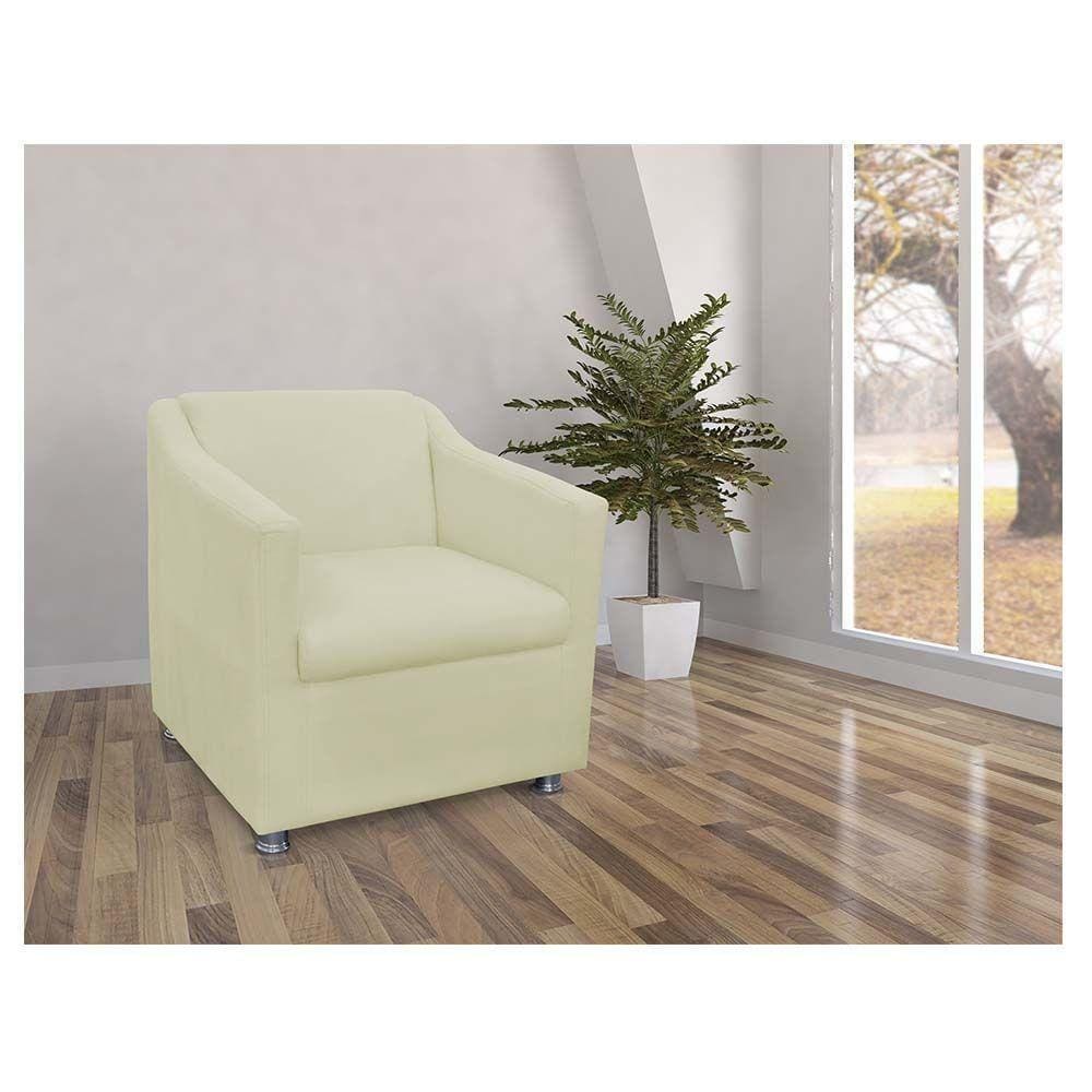Kit 02 Poltronas Tilla Pés Cromado Suede Cor:branco