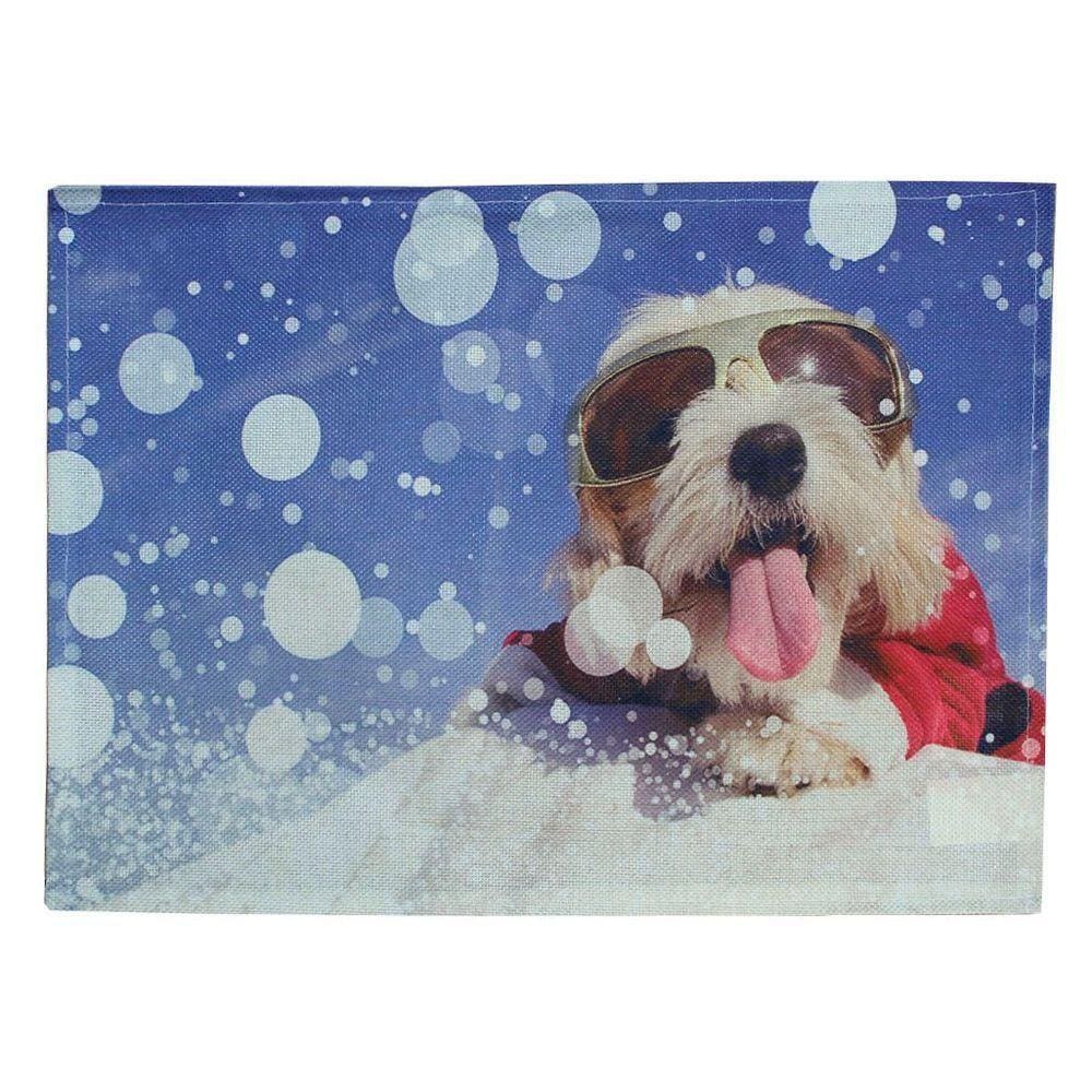 Jogo Americano Estampa Natal Cachorrinho Natalino 4 Peças