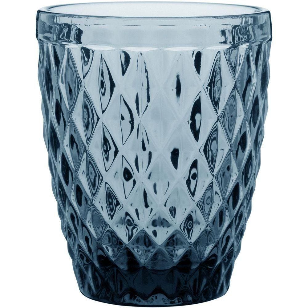Copo Água 10X8X8Cm 270Ml Vidro Azul 6Pç