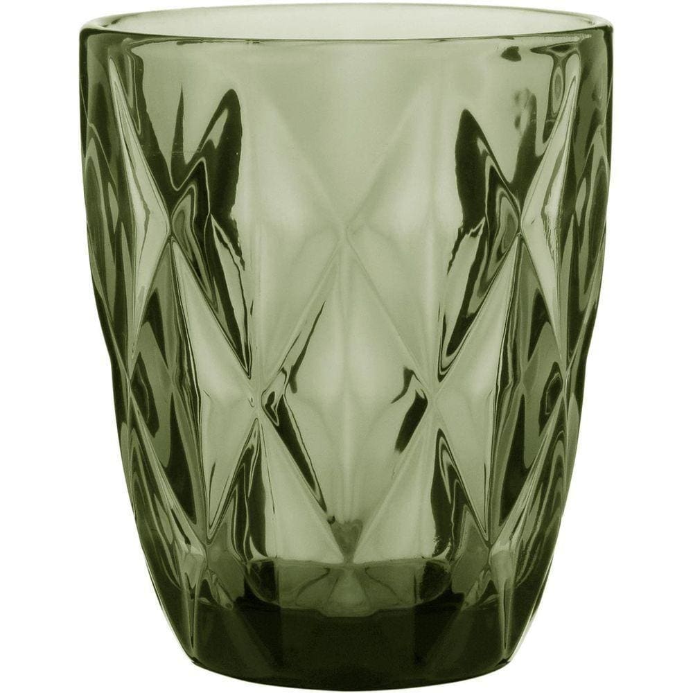 Copo Água 10X8X8Cm 270Ml Vidro Verde 6Pç