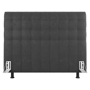 Cabeceira Cama Box Solteiro Dahlia 90Cm Com Frame Suede Cinza Escuro - Abmaza