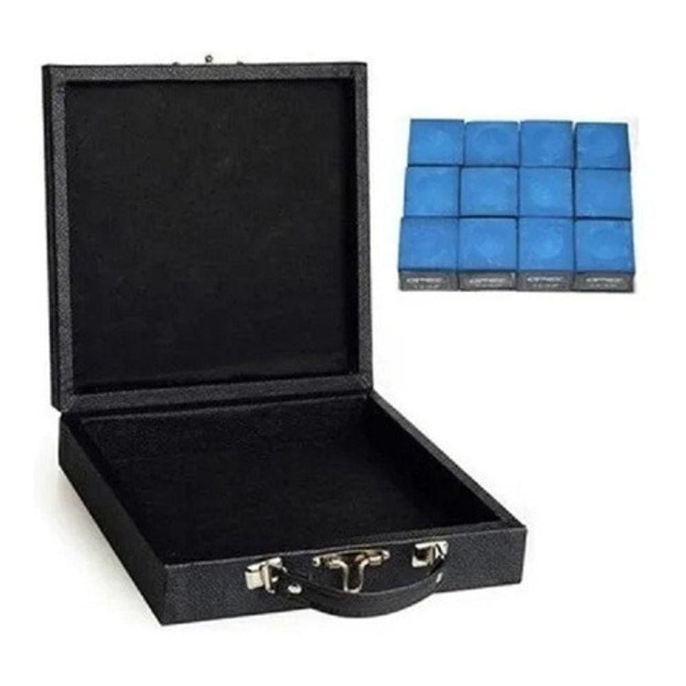 Estojo Maleta + Giz Azul Caixa Bola Numeradas Sinuca Bilhar