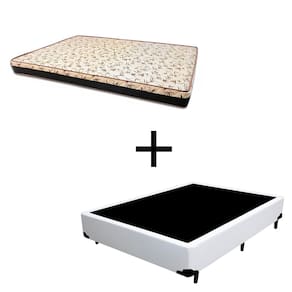 Cama Box Casal 138 Tecido Sintético Branco Com Colchão Praia Bello Box - D28 Amarelo 57x138x188